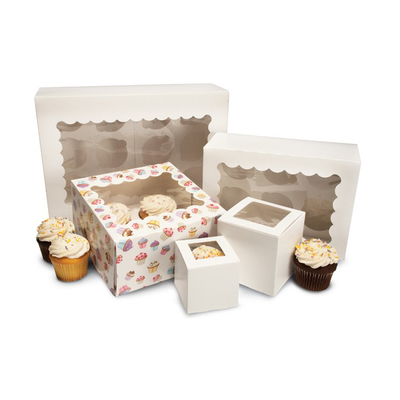 Одиночные мини коробки торта пирожного бумаги Kraft 2 4 6 12 отверстия для рождества свадьбы