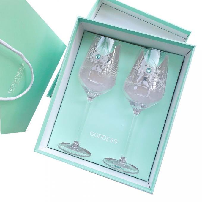 Подарочная коробка бокалов доски цвета слоновой кости Pantone упаковывая с ручкой веревочки PP 1
